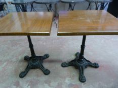 *Pair of Tables with Cast Iron Bases 24"x24"