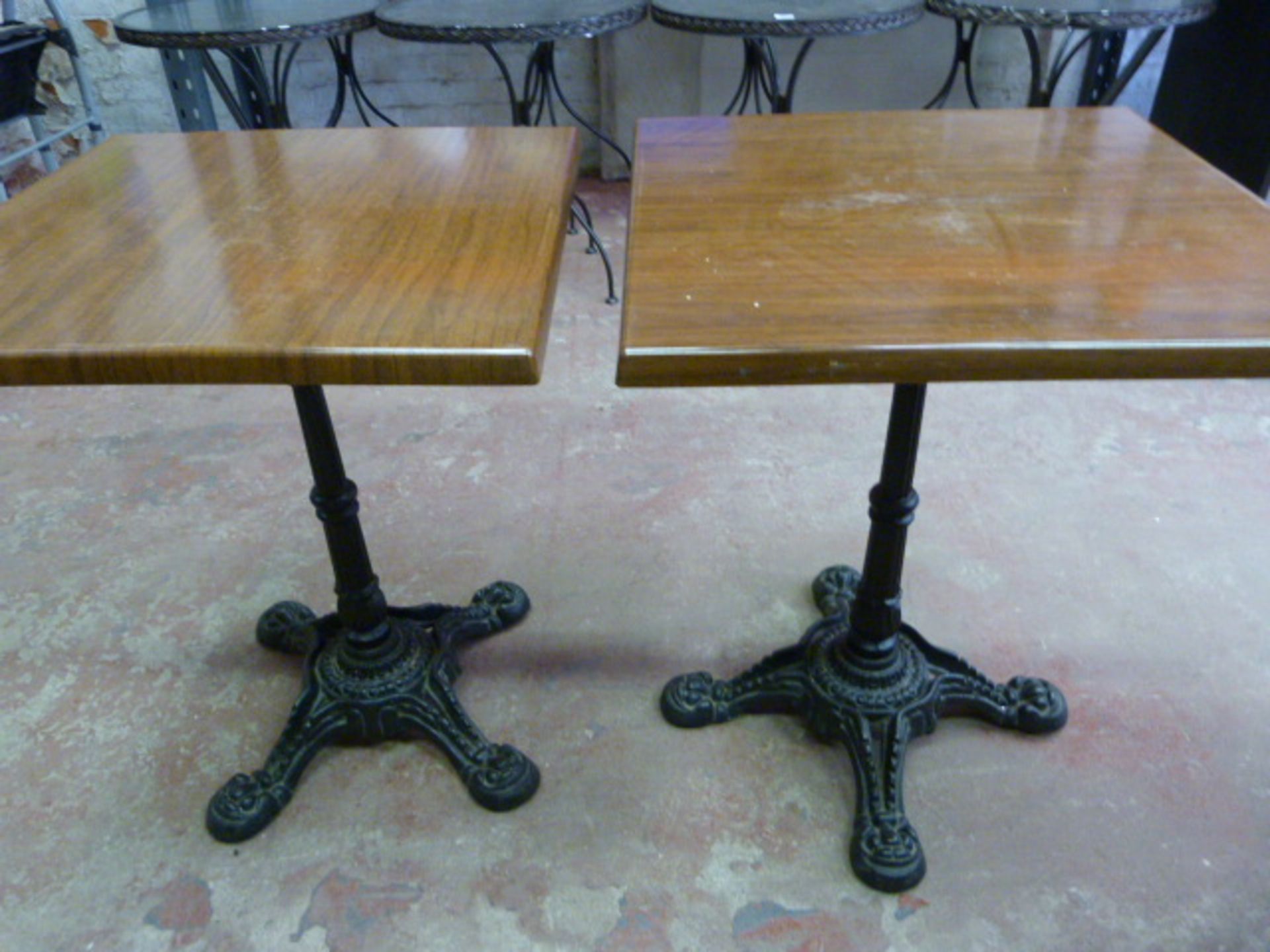 *Pair of Tables with Cast Iron Bases 24"x24"