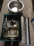 Box of Sundries Including Cup Dispensers, Cutlery,