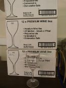 Three Boxes of 12 "Unbreakable" 9oz Wine Glasses