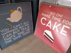 Two Large Metal Framed Cafe Posters