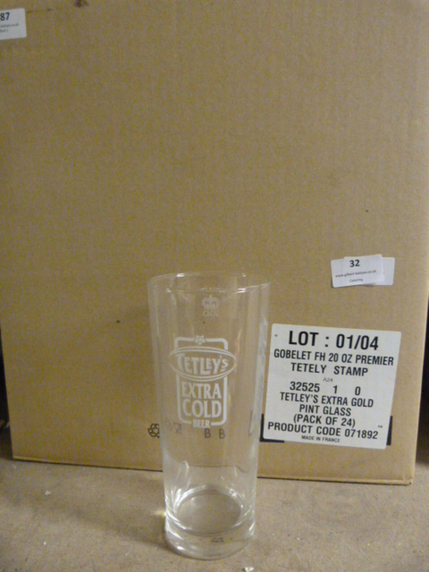 *48 Tetley's Extra Gold Pint Glasses