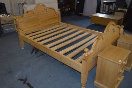 Pine Double Bed with Headboard (No Mattress)