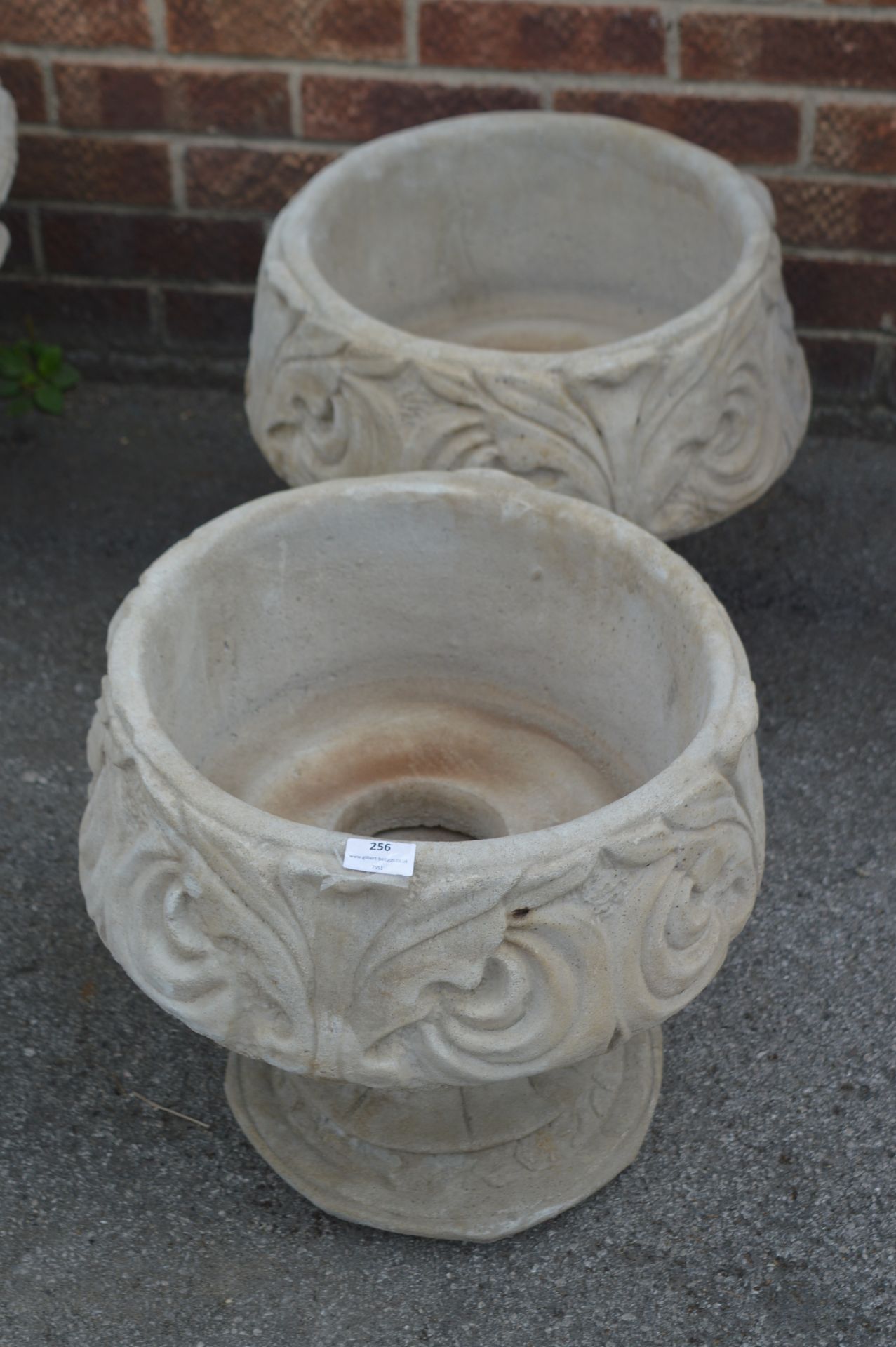 Pair of Reconstituted Limestone Garden Urns