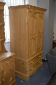 Pine Wardrobe with Two Drawer Base