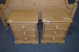 Pair of Pine Three Drawer Side Cabinets