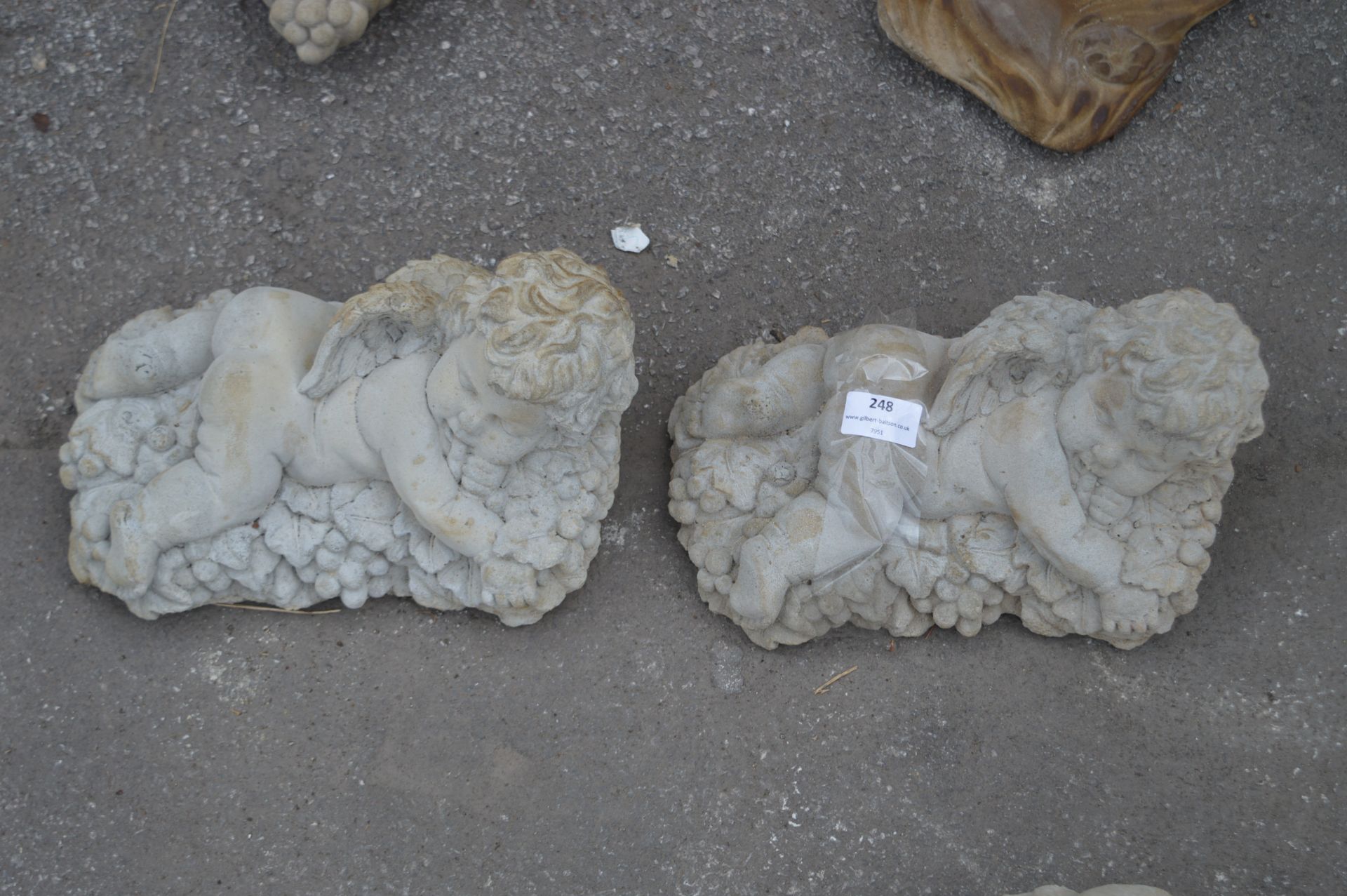 Pair of Reconstituted Limestone Cherubs