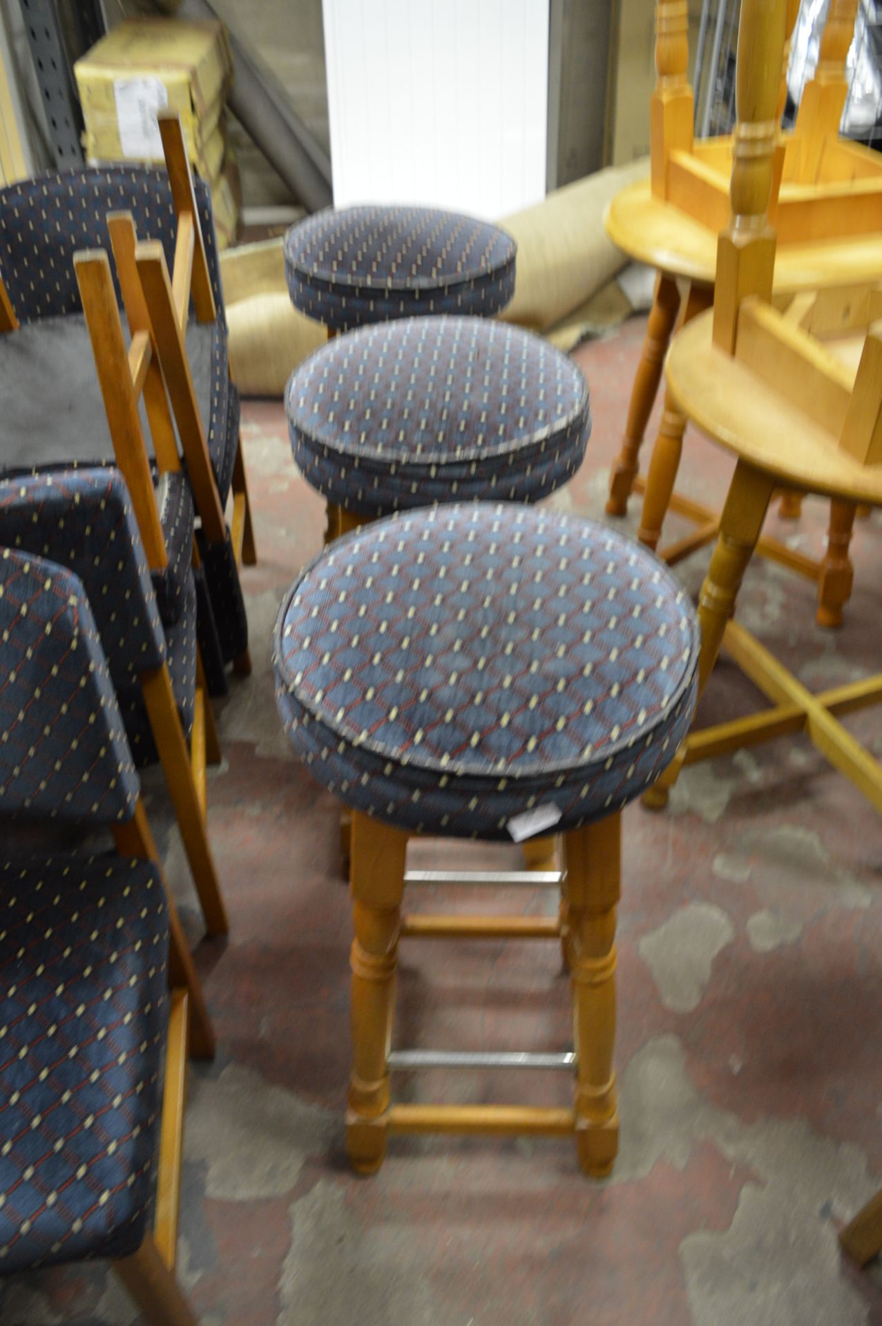 *3 Upholstered Pub Stools with Turned Wooden Legs - Image 2 of 2