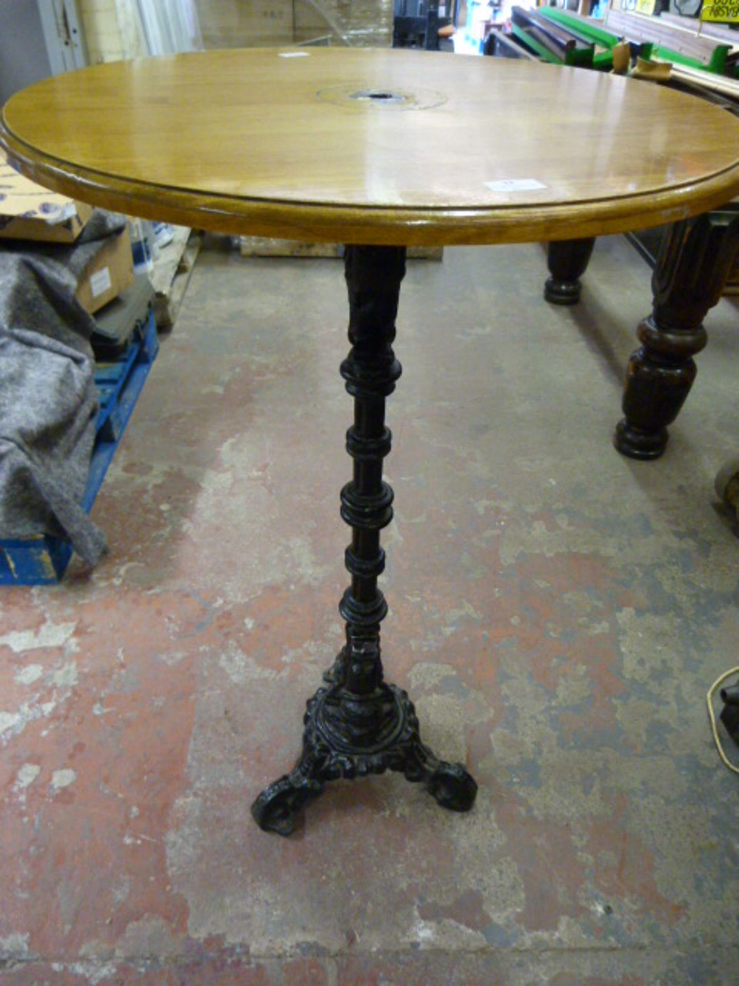 *Round Topped Pub Table & Cast Iron Stand with Hol