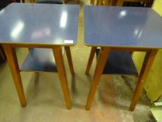 *2 Square Blue Malamine Topped Tables