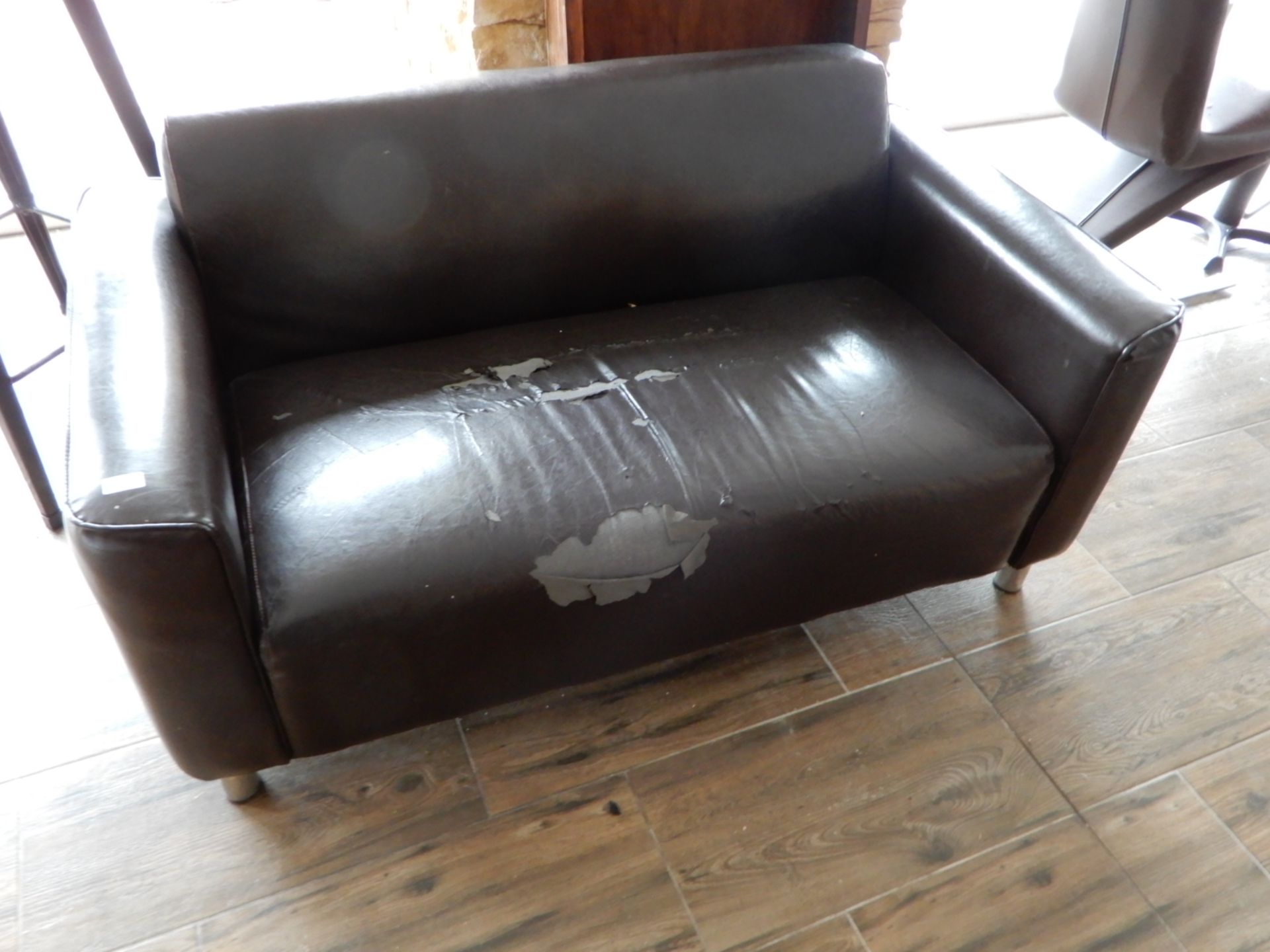 *Two Seat Faux Leather Settee