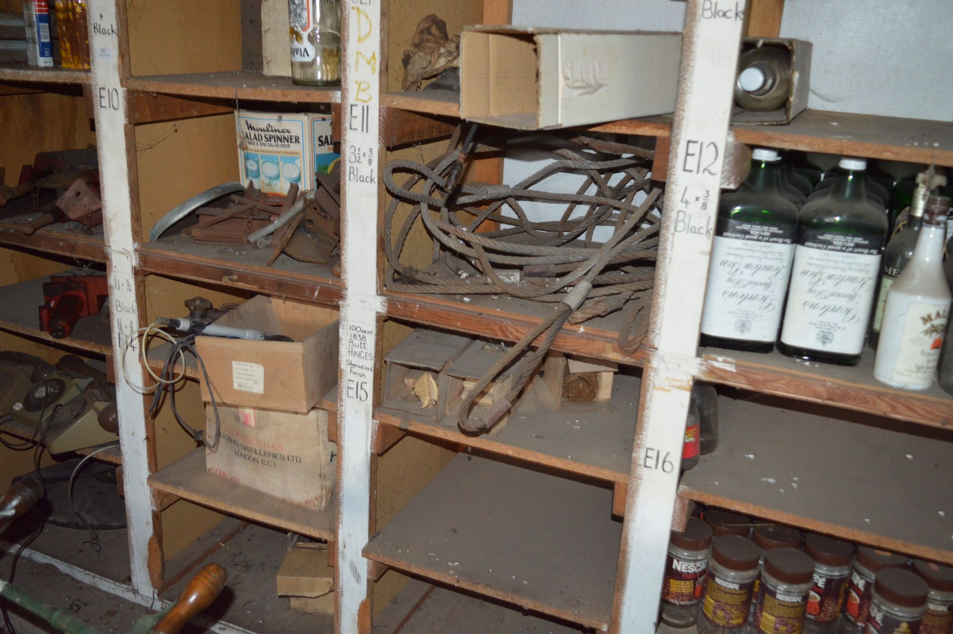 Shelving Unit Containing Jacks, 3 Telephones, Haws