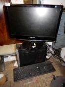 *HP Desk Top Computer with Flat Screen Monitor, Ke