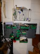 *Wall Mounted Component Bin Rack and a Selection o