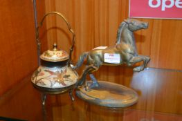 Brass Horse Figurine and Kettle