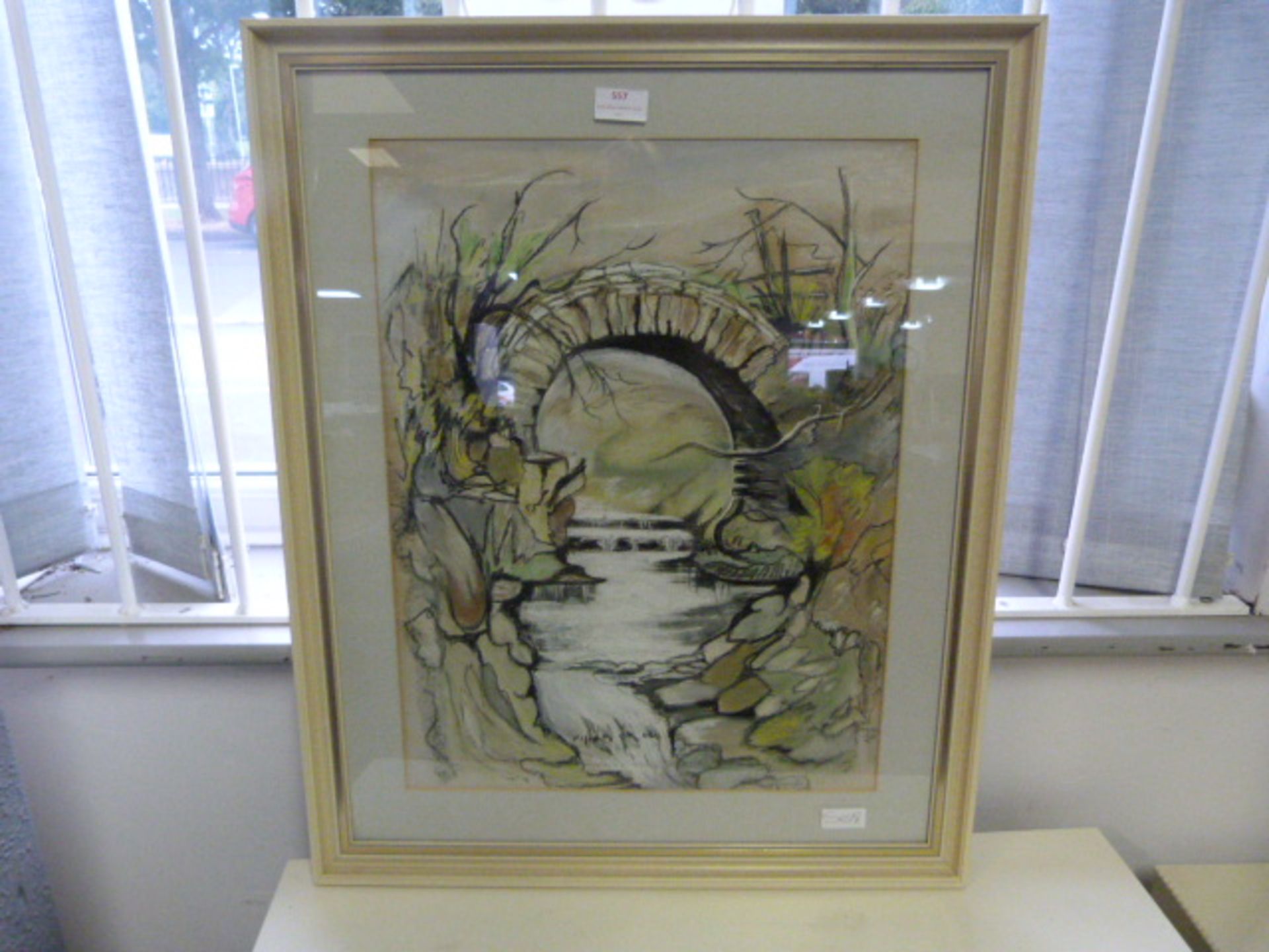 Framed Pastel Painting - Filey Pack Horse Bridge By Dorothy Judd