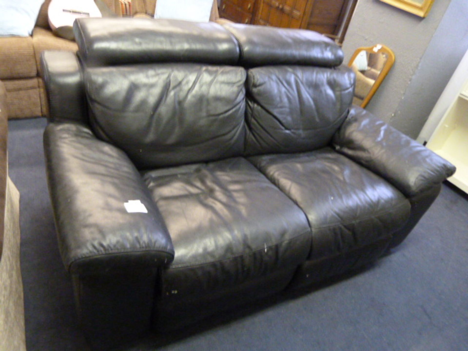 *Lazy-Boy 2 Seater Black Leather Sofa