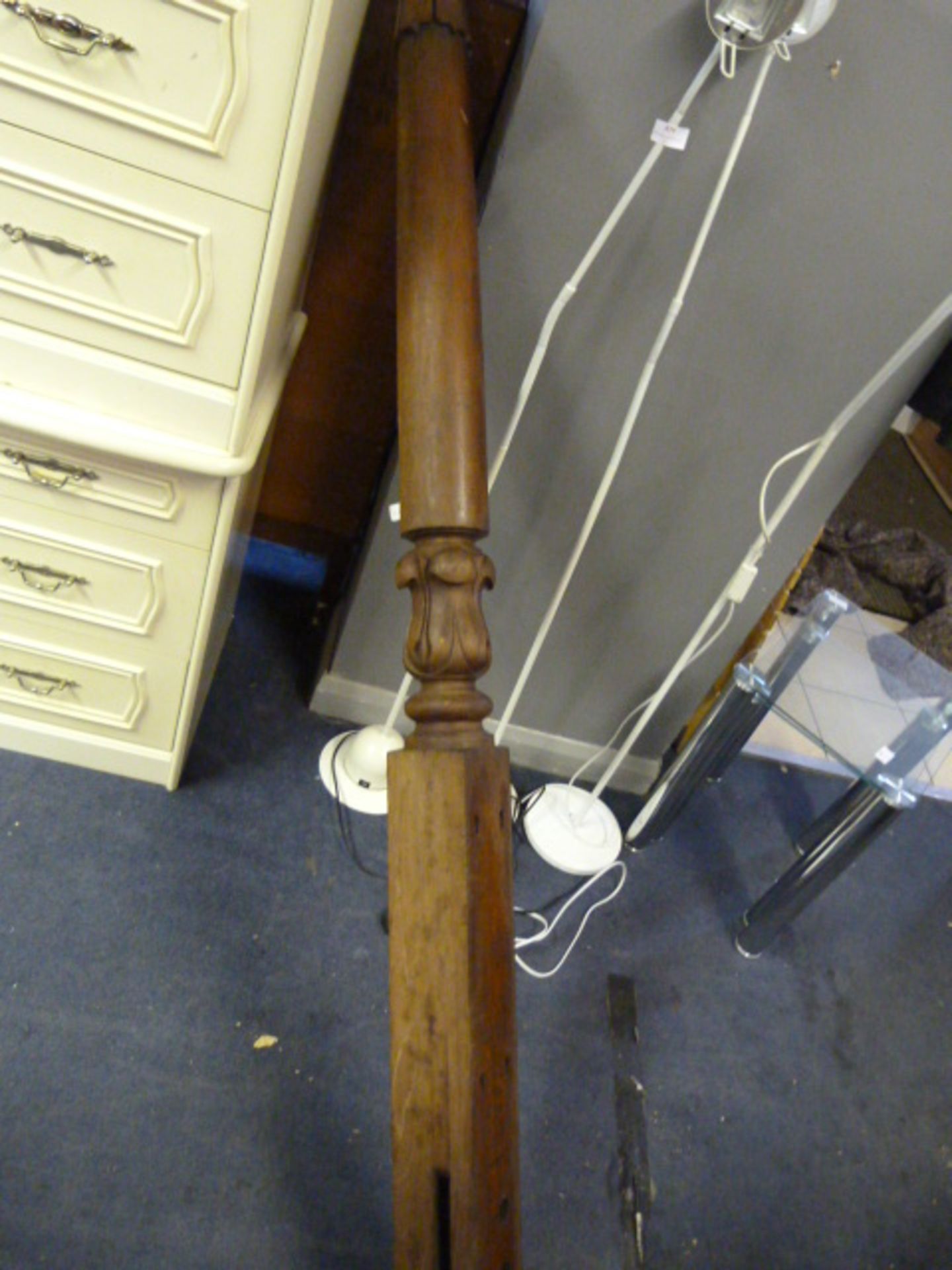 Large Ornate Mahogany Bed Post