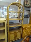 Cane and Wicker Wall Shelving Unit