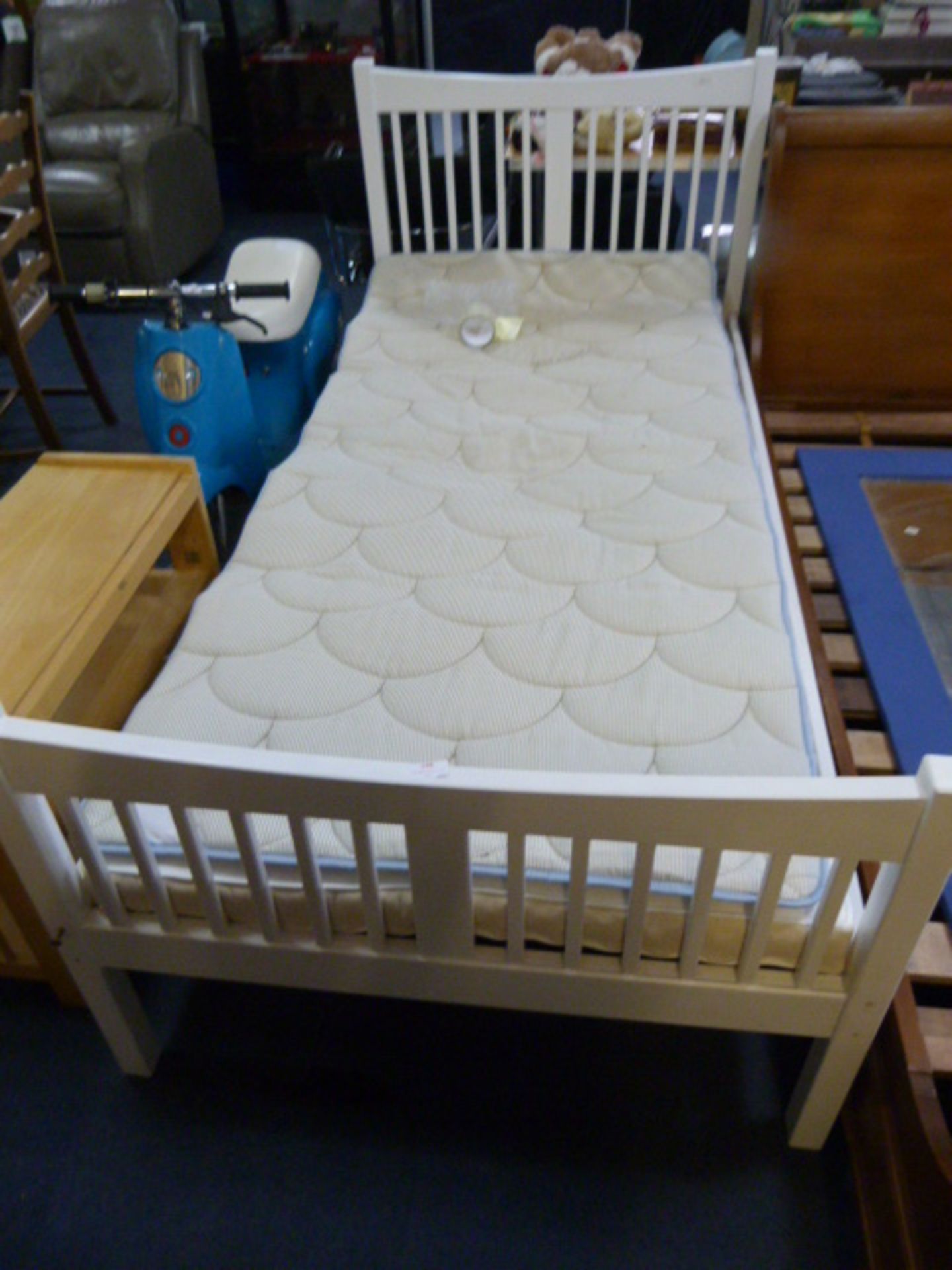 White Single Bed Base with Matress
