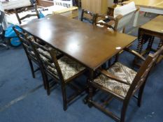 Oak Refectory Dining Table with 6 Chairs