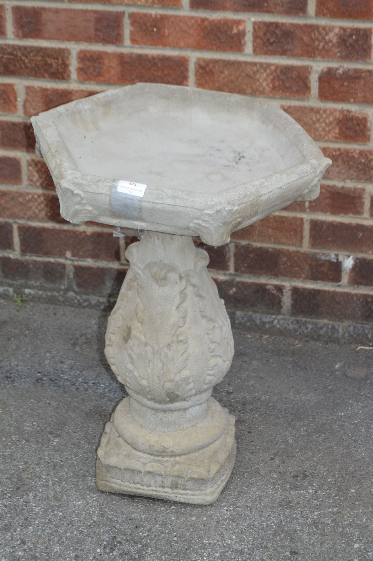 Reconstituted Limestone Birdbath on Plinth