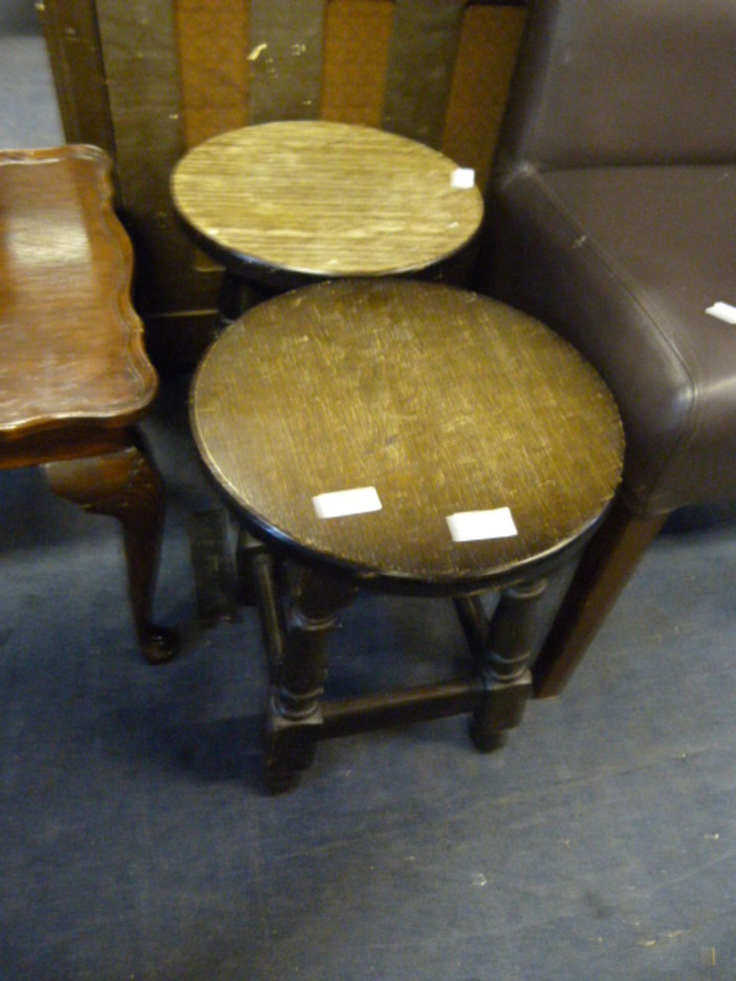 Pair of Oak Low Stools