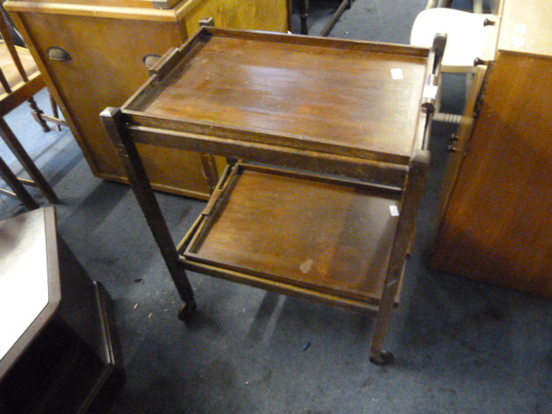 Oak Folding Trolley with Two Trays