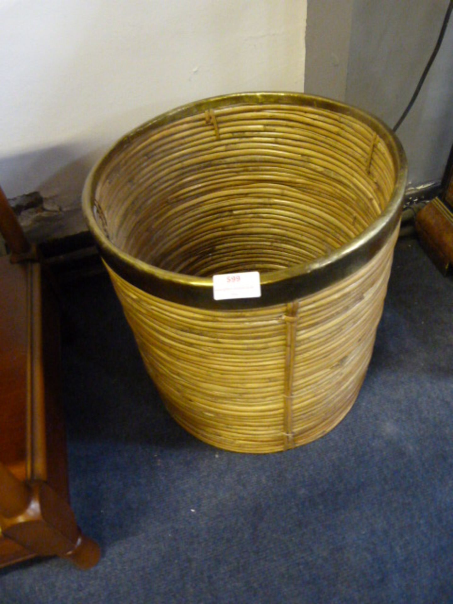 Cane and Brass Bin