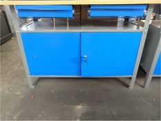 *Steel Work Table with Wood Top with Drawers and C