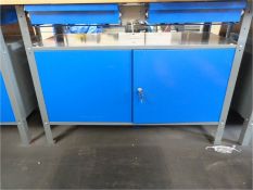 *Steel Work Table with Wood Top with Drawers and C