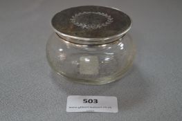 Hallmarked Silver & Tortoise Shell Lidded Glass Jar - London 1919