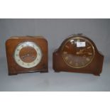 Two Wood Cased Mantel Clocks