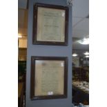Two Framed 18th Century Theater Promo Sheets - Beverley Theater and York Royal