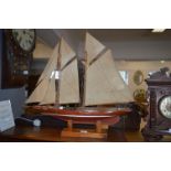 Wooden Model Sailing Boat on Stand