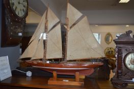 Wooden Model Sailing Boat on Stand