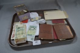 Soldiers Service & Record Books, Other Ephemera, Paper Money and Pin Badges