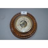 Circular Carved Wood Barometer