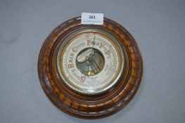 Circular Carved Wood Barometer