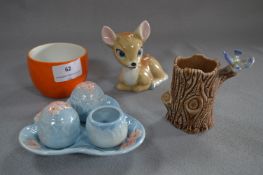 Wade Bambi Figurine, Carlton Bowl and a Melba Ware Cruet Set