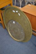 Two Brass Oriental Tabletops (one Large one Small)