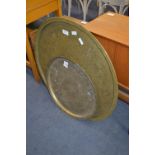 Two Brass Oriental Tabletops (one Large one Small)