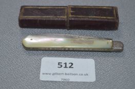 Mother of Pearl Handled Silver Bladed Fruit Knife - Sheffield 1868