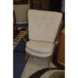 Ercol Stickback Armchair with Oatmeal Upholstered Cushions