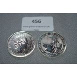 Two 1oz Fine Silver Britannia Commemorative Coins