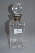 Silver Topped Square Decanter with Sheffield Hallmark