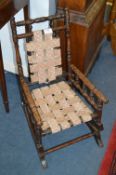 Victorian Mahogany Turned Wood Child's Rocking Chair