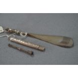 Silver Handled Shoe Horn and Needle Case - Birmingham 1945