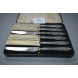 Cased Set of Six Silver Handled Knives - Sheffield 1924
