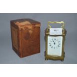 Brass Carriage Clock with Leather Bound Travel Case